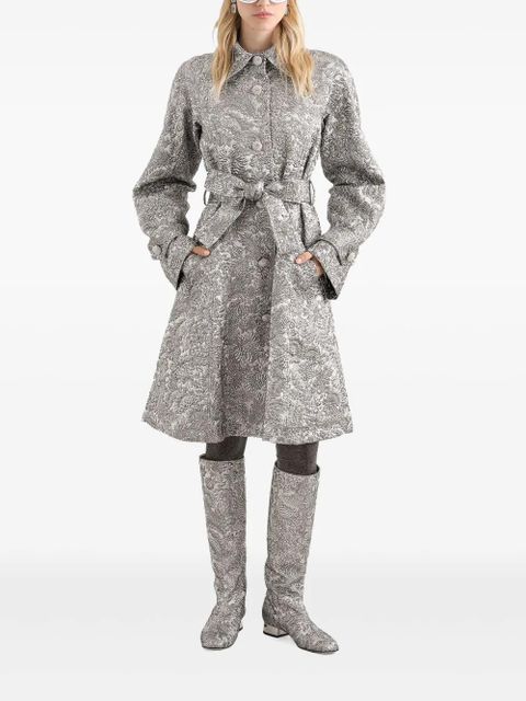 Dolce & Gabbana floral-jacquard trench coat - Silver - zdjęcie produktu nr 2