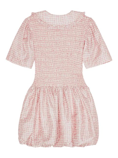 GANNI ruffled smocked mini dress - Pink - zdjęcie produktu nr 2