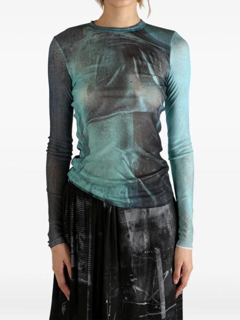 Jean Paul Gaultier abstract-print long-sleeve T-shirt - Blue - zdjęcie produktu nr 2