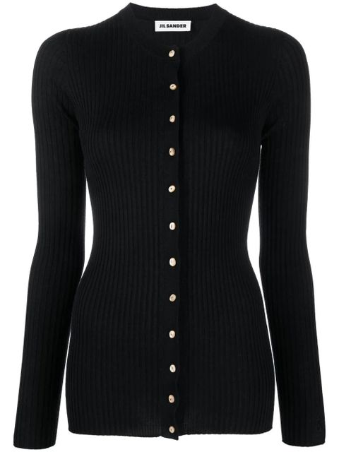 Jil Sander round neck ribbed cardigan - Black - zdjęcie produktu nr 1