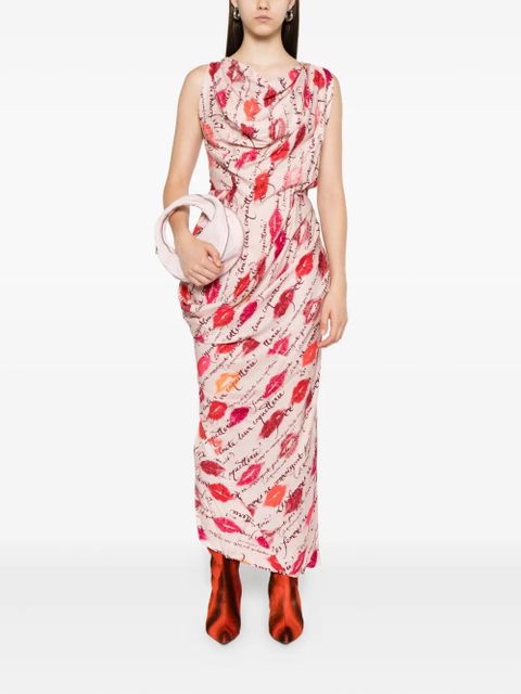 Vivienne Westwood kiss-print draped dress - Pink