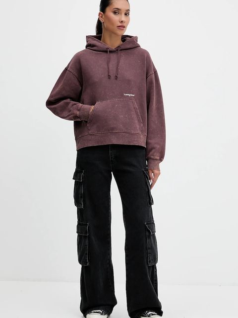 Tommy Jeans bluza damska kolor brązowy z kapturem gładka DW0DW21609 - zdjęcie produktu nr 2