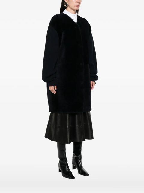 Jil Sander ribbed lamb fur coat - Blue