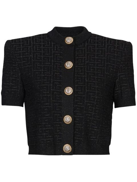Balmain PB Labyrinth cropped cardigan - Black