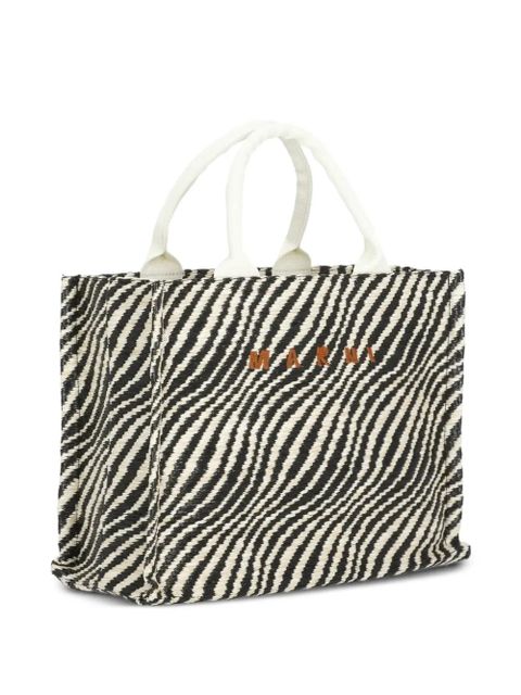Marni zebra print handle shoulder bag - Black