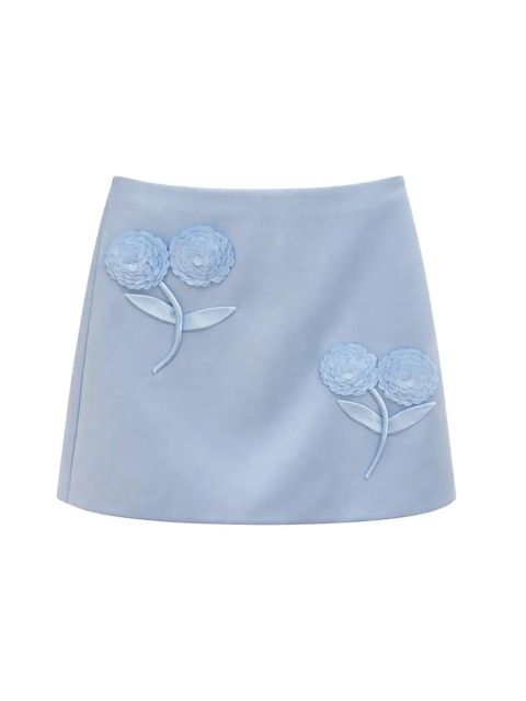 Self-Portrait 3D-flower mini skirt - Blue - zdjęcie produktu nr 2