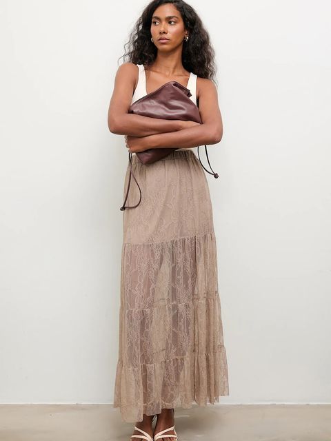 Answear.LAB spódnica kolor brązowy maxi rozkloszowana - zdjęcie produktu nr 1