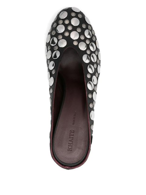 KHAITE 70mm metallic-studded heeled mules - Black