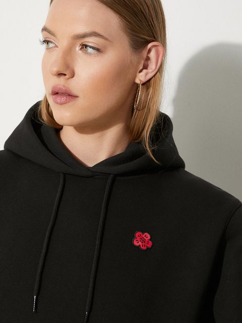 Kenzo bluza Boke Placed damska kolor czarny z kapturem z aplikacją FE62SW1624MT.99J
