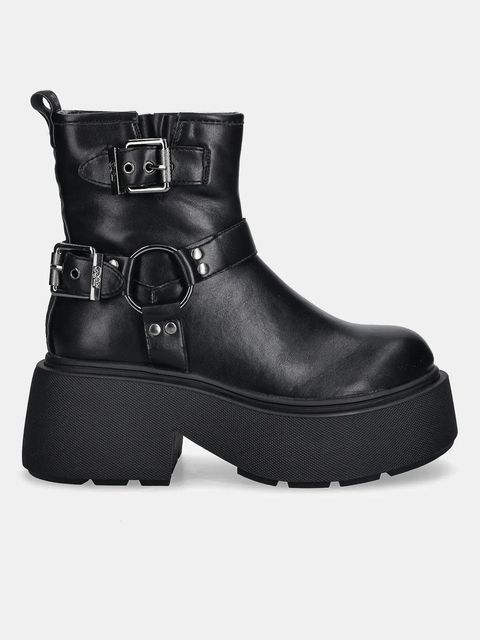 Buffalo botki Vicious Biker Short damskie kolor czarny na platformie 1270157-BLK