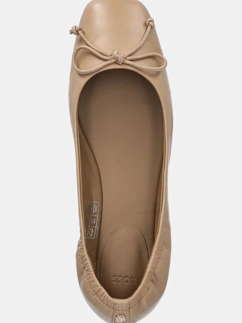 BOSS baleriny skórzane Luara kolor beżowy 50536353