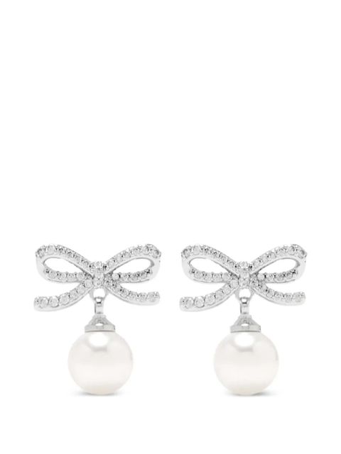 Self-Portrait bow pearl earrings - Silver - zdjęcie produktu nr 1