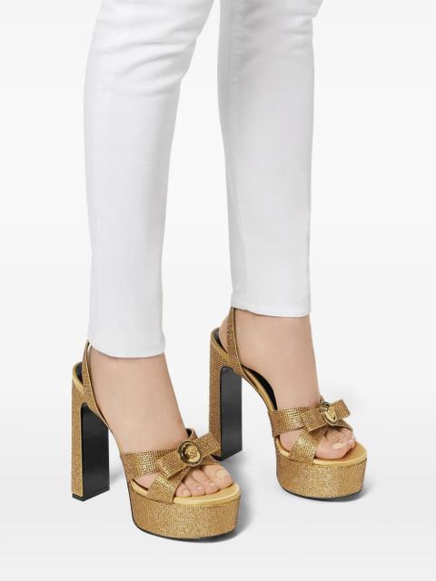 Versace 140mm crystal-embellished sandals - Yellow