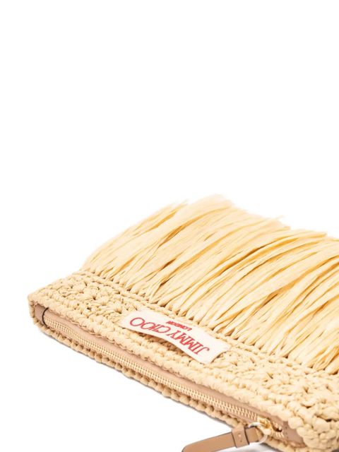 Jimmy Choo fringed zipped pouch - Neutrals