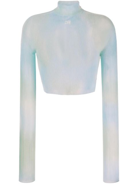 Off-White logo-print tie-dye crop top - Blue - zdjęcie produktu nr 1