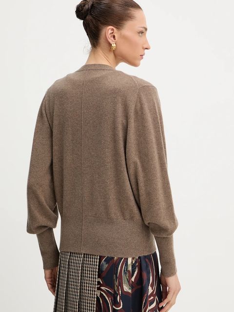 BOSS kardigan kaszmirowy damski kolor brązowy lekki 50548814