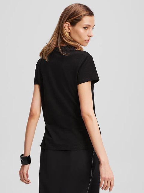 Karl Lagerfeld t-shirt lniany damski kolor czarny A3W17070 - zdjęcie produktu nr 2