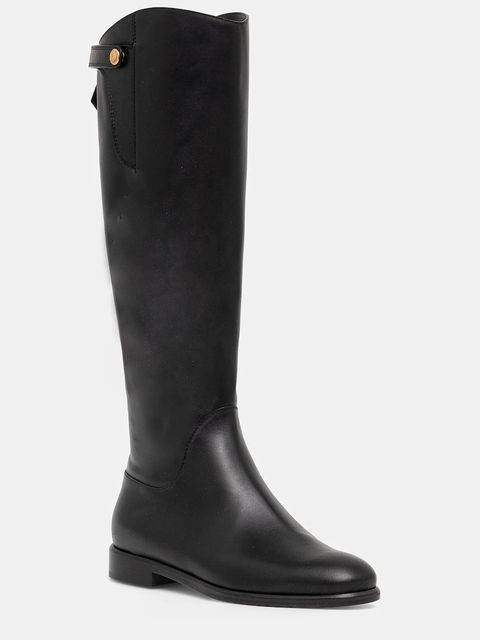 Pollini kozaki skórzane kolor czarny na płaskim obcasie PA26133C0NPA0000 - zdjęcie produktu nr 1