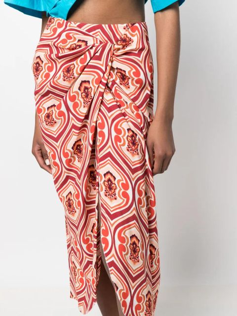 ETRO graphic-print sarong skirt - Orange