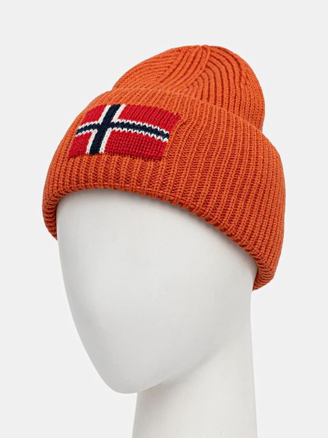 Napapijri czapka z wełną F-Evei kolor pomarańczowy NP0A893PA681 - zdjęcie produktu nr 2