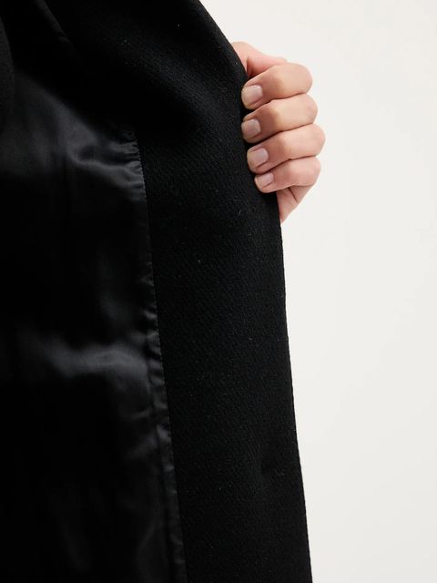 Sisley płaszcz wełniany kolor czarny przejściowy 2JJYLN04Z