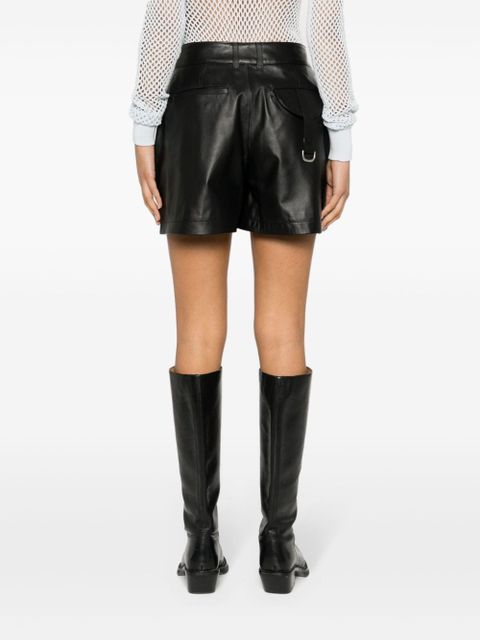 Off-White high-waisted leather shorts - Black