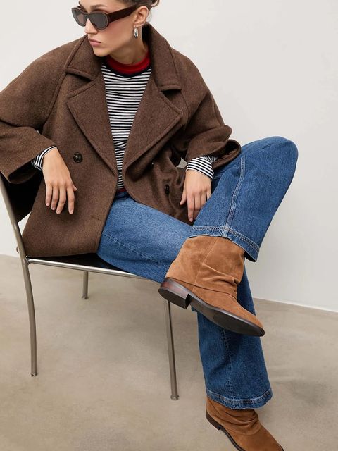 Answear.LAB botki zamszowe kolor brązowy na płaskim obcasie lekko ocieplone - zdjęcie produktu nr 2