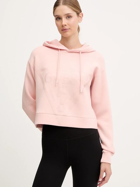 Guess bluza NEW ALISA damska kolor różowy z kapturem z nadrukiem V2YQ08 K7UW2 - zdjęcie produktu nr 1