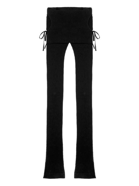 Blumarine ribbed-knit tie-detail trousers - White - zdjęcie produktu nr 1