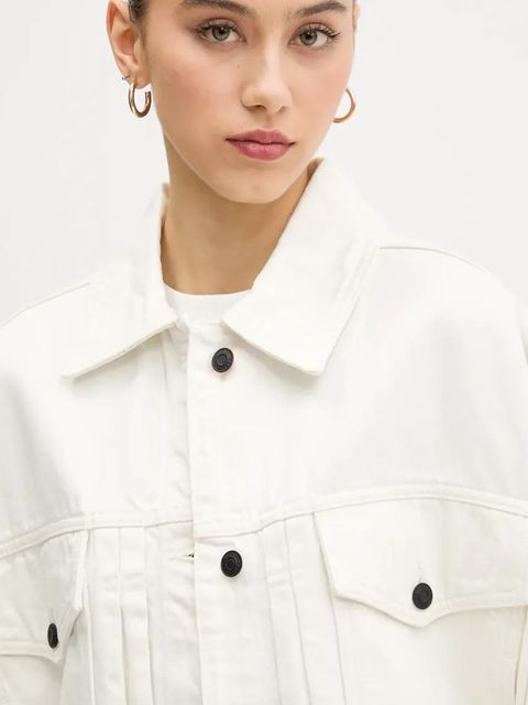 HUGO kurtka jeansowa kolor biały przejściowa 50535349