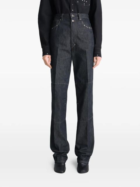 LEMAIRE high-waisted studded straight trousers - Blue