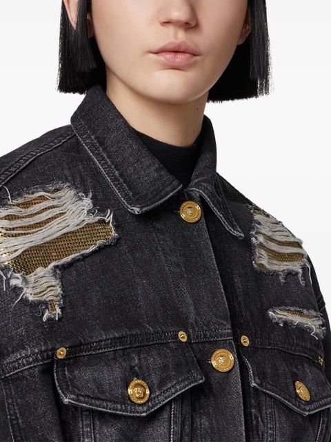 Versace distressed denim jacket - Blue