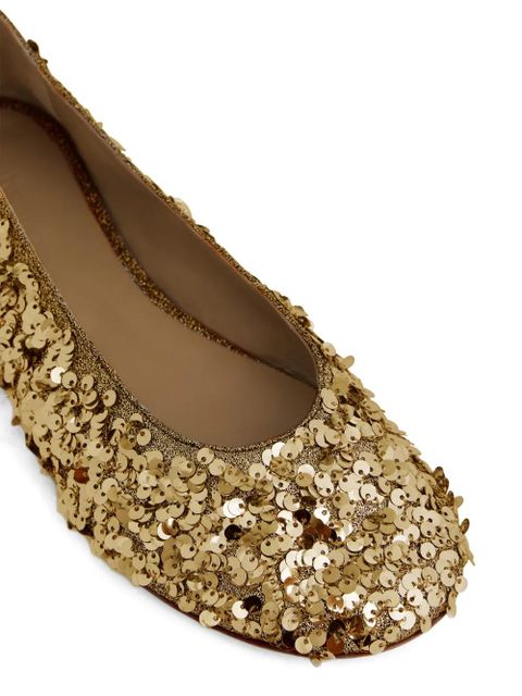 Rabanne sequin-embellished ballet flats - Gold