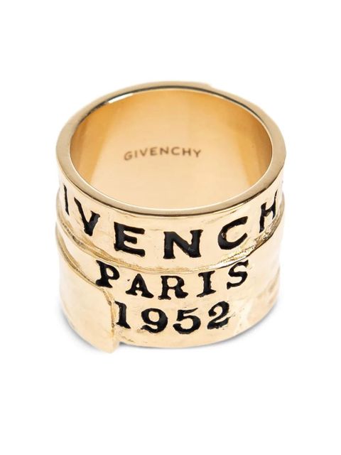 Givenchy hammered logo ring - Gold