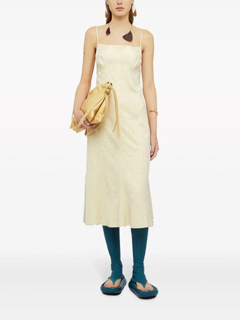 Jil Sander lace-embroidery square-neck midi dress - Neutrals