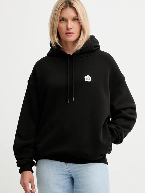 Kenzo bluza bawełniana damska kolor czarny z kapturem z aplikacją FF62HO4534MB - zdjęcie produktu nr 1