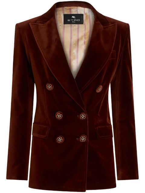 ETRO double-breasted velvet blazer - Brown - zdjęcie produktu nr 1