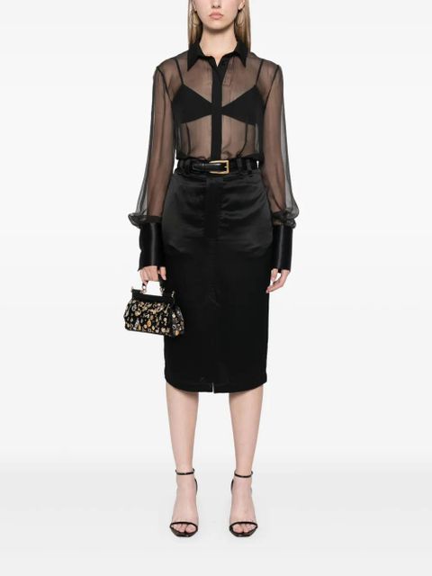 Saint Laurent silk midi skirt - Black - zdjęcie produktu nr 2