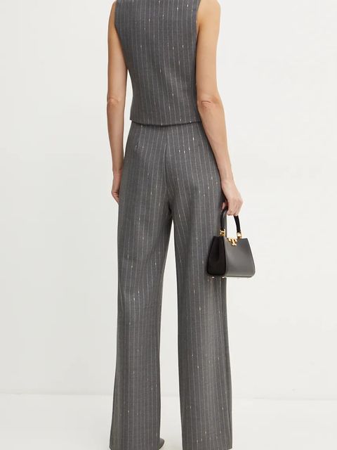 Simona Corsellini spodnie z domieszką wełny kolor szary szerokie high waist A24CPPA014