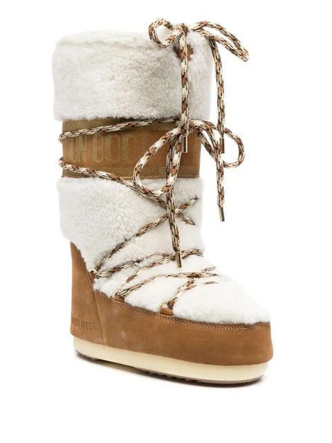 Moon Boot 40mm lace-up shearling boots - Neutrals - zdjęcie produktu nr 2