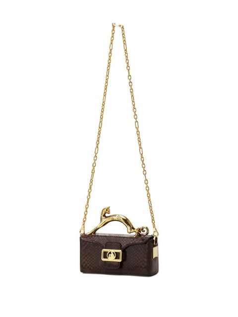 Lanvin mini python cat handle bag - Brown