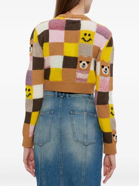 Moschino patchwork-pattern cardigan - Brown