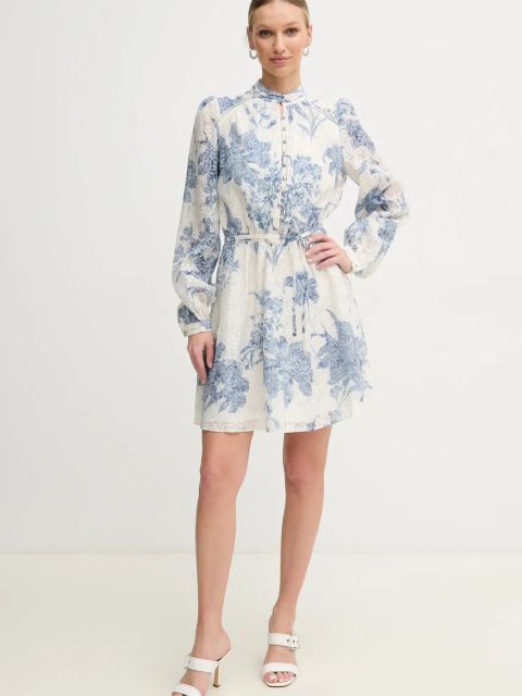 Guess sukienka ADLAIDE kolor beżowy mini rozkloszowana W5GK07 WH4K2