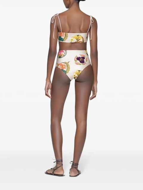 Agua By Agua Bendita Primavera Marina floral-embroidered bikini top - White