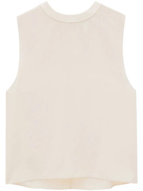 Saint Laurent round-neck silk top - Neutrals - zdjęcie produktu nr 1
