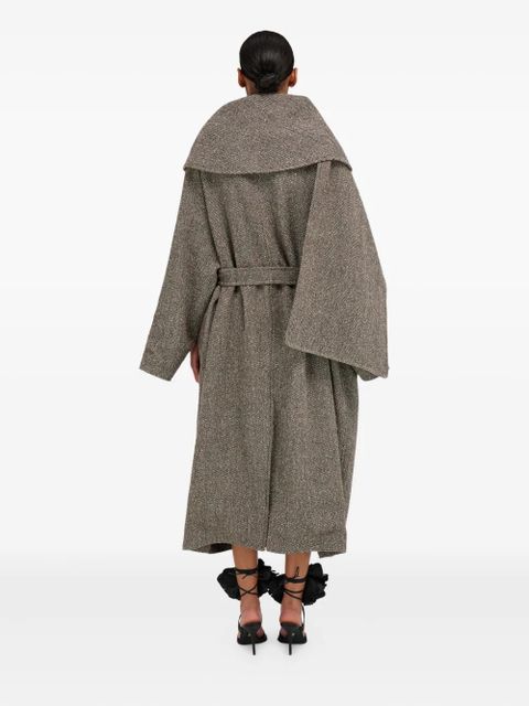 Ferragamo herringbone belted coat - Brown