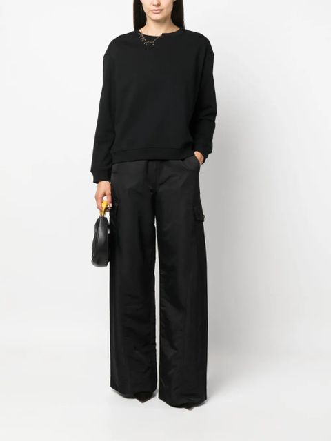 PINKO logo-charm cotton sweatshirt - Black