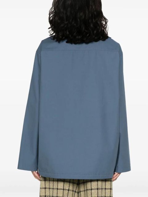 Jil Sander logo-embroidered cotton blouse - Blue