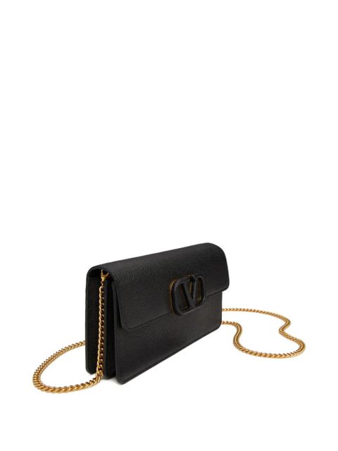 Valentino Garavani VLogo Signature grainy calfskin wallet with chain - Black