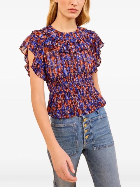 Ulla Johnson Athene ruffled silk top - Blue - zdjęcie produktu nr 2